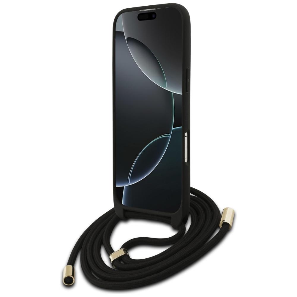 Guess 4G Big Logo Cord Stap Crossbody Case for iPhone Air Black