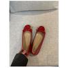 2025 New Spring French Small Inner Height Increase Flat Shoes Women's Bow Ballet Shoes Square Head Shallow Mouth Single Shoes