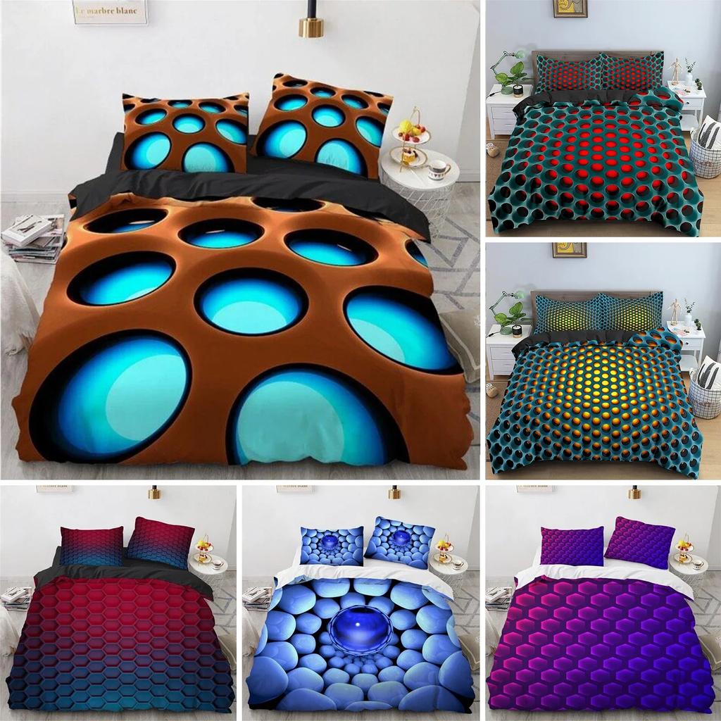 3D Honeycomb Abstract Geometric Comfortable Duvet Quilt Cover Pillowcase Bedding Set Children Bedroom Decoration Home Textile