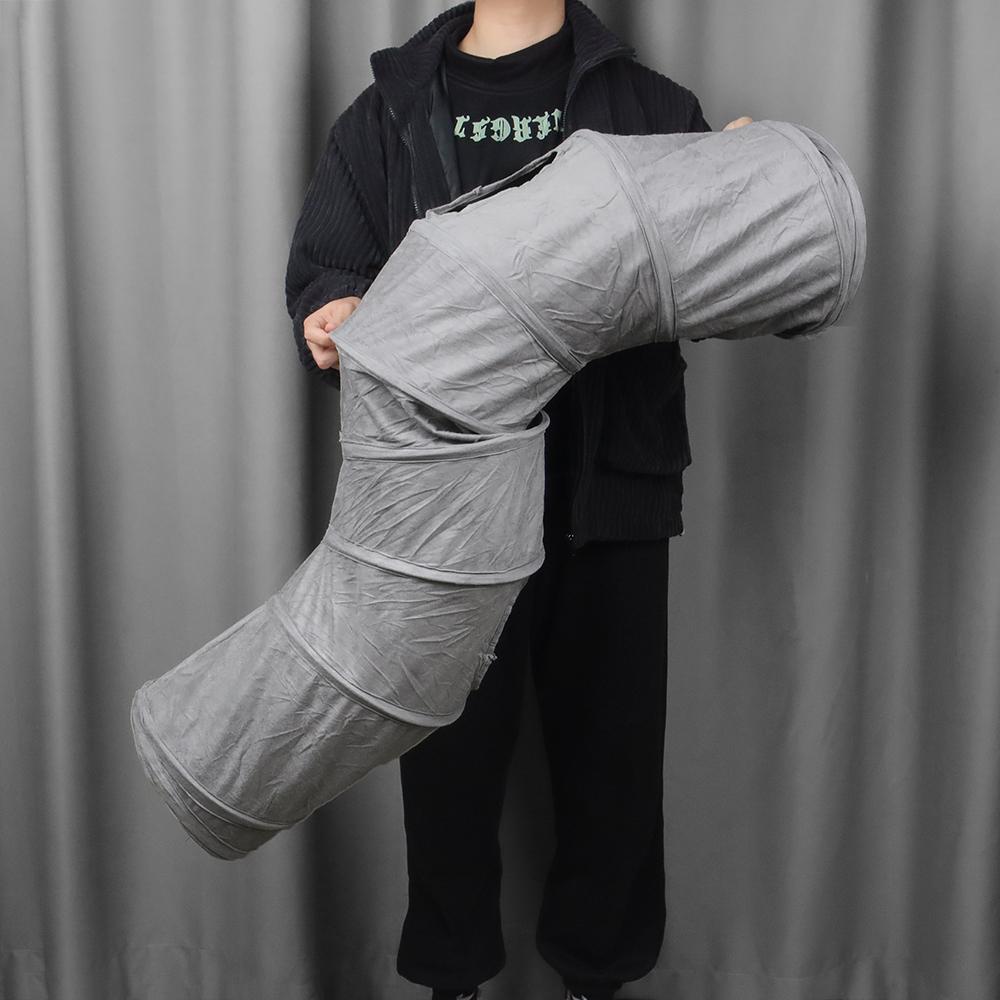 Gray Foldable Cat Tunnel 3 Holes Kitten Drill Bucket Toys Indoor Pet Toy Catwalk Tubing