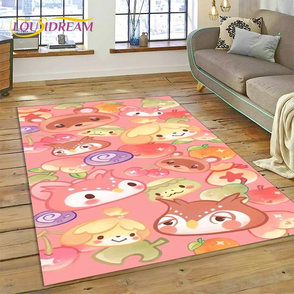 Uroczy dywanik Animal Crossing New Horizons Kreskówkowy Dywanik do Sypialni Salonu Dekoracja Domowej Kanapy, Duży Dekoracyjny Dywanik Podłogowy dla Dzieci do Gry