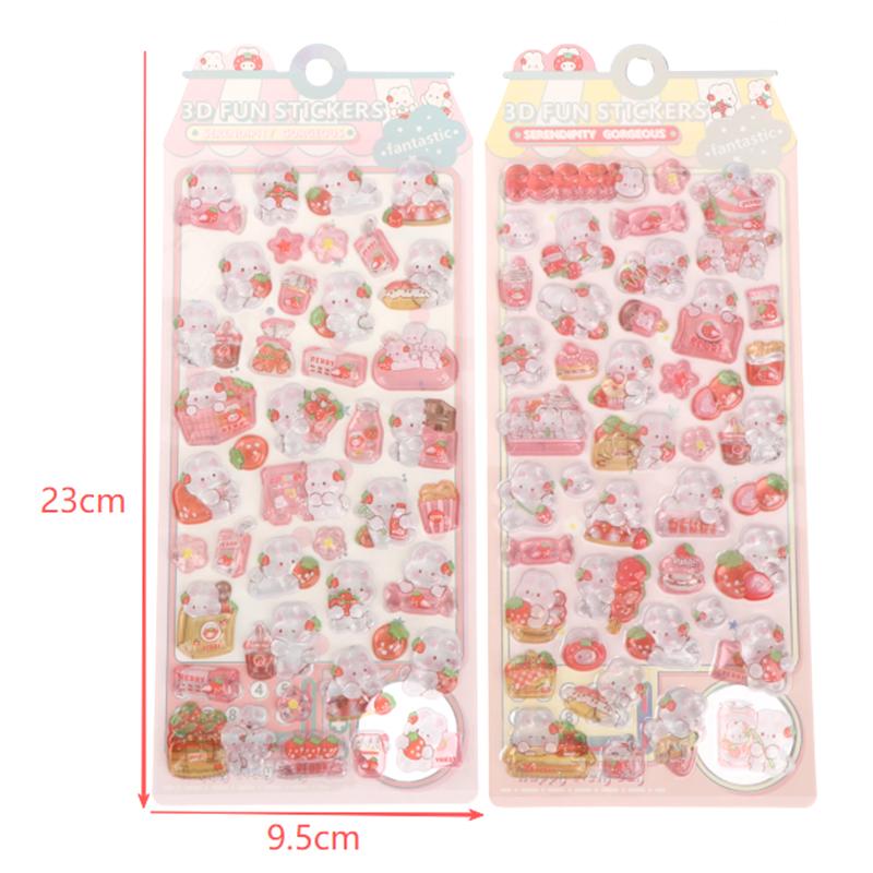 New New 2/4Pcs Fun Kawaii Bunny Embossed Crystal Stickers - 3D Raised Texture Cute Decor For Notebook Phone Case & DIY Crafts