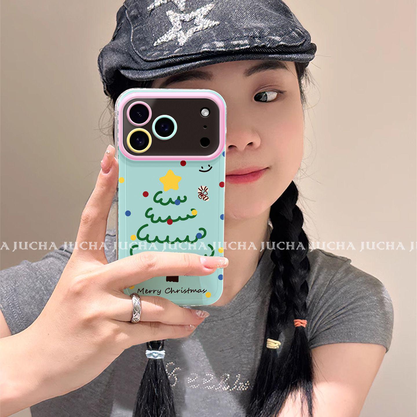

Adorable Bear Christmas Tree iPhone 17 Pro Max Case with Lanyard – High-End Design for Apple 16 Plus iPhone 16 Pro