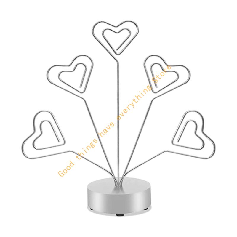 

Tabletop Display Stand Adjustable Wire Heart/Round Rack for Photos Cards Memos 55KF round срібний