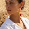 Colorful Ocean Charm Hoop Earrings for Women Tropical Starfish Dangle Dopamine Statement Beach Party Vacation Jewelry