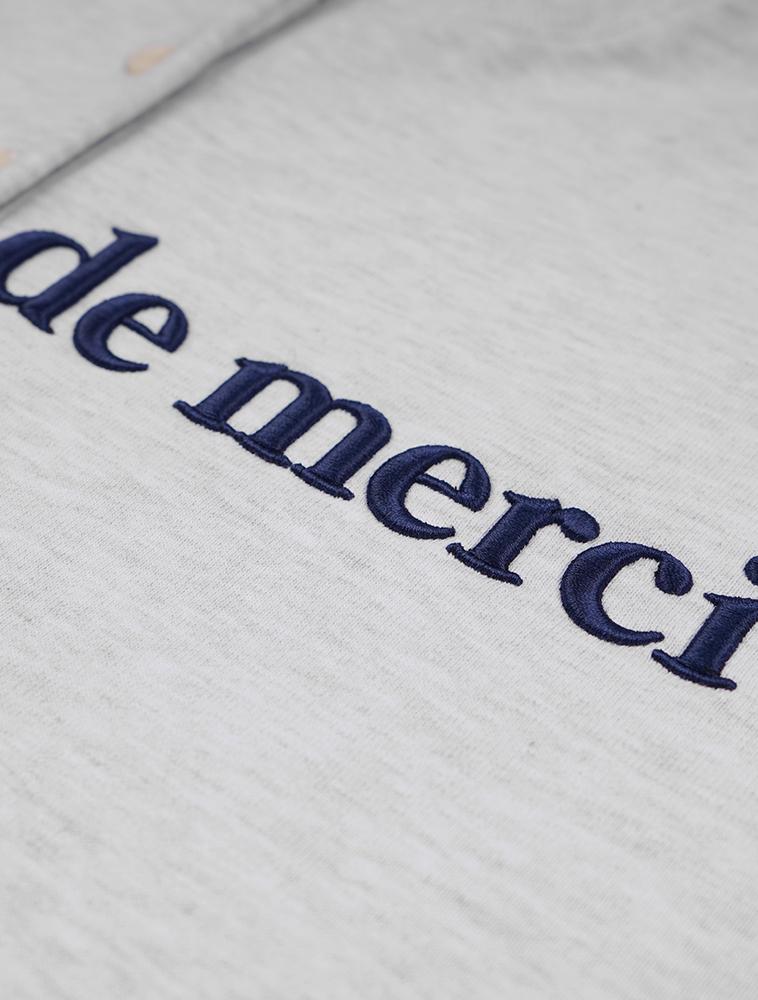 LA MAISON STUDIO Women'S Crop Classic Logo Embossed Embroidery Heavy Terry Henley Neck Ash Grey (Fcd3Ts708W)