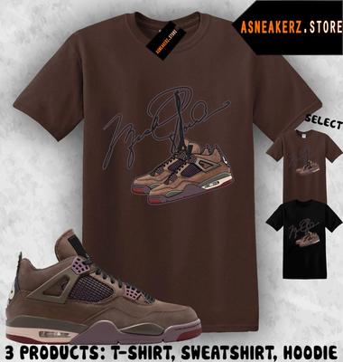 Tee Shirt Matching A Ma Maniere X AJ 4 Dark Mocha Match Sneaker MJ Shoelace 4s