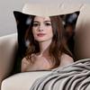Attractive actress AAnne Hathaway Cushion Cover Pillowcase Antidustmite Invisible Zipper Short Plush Sofa Cushion