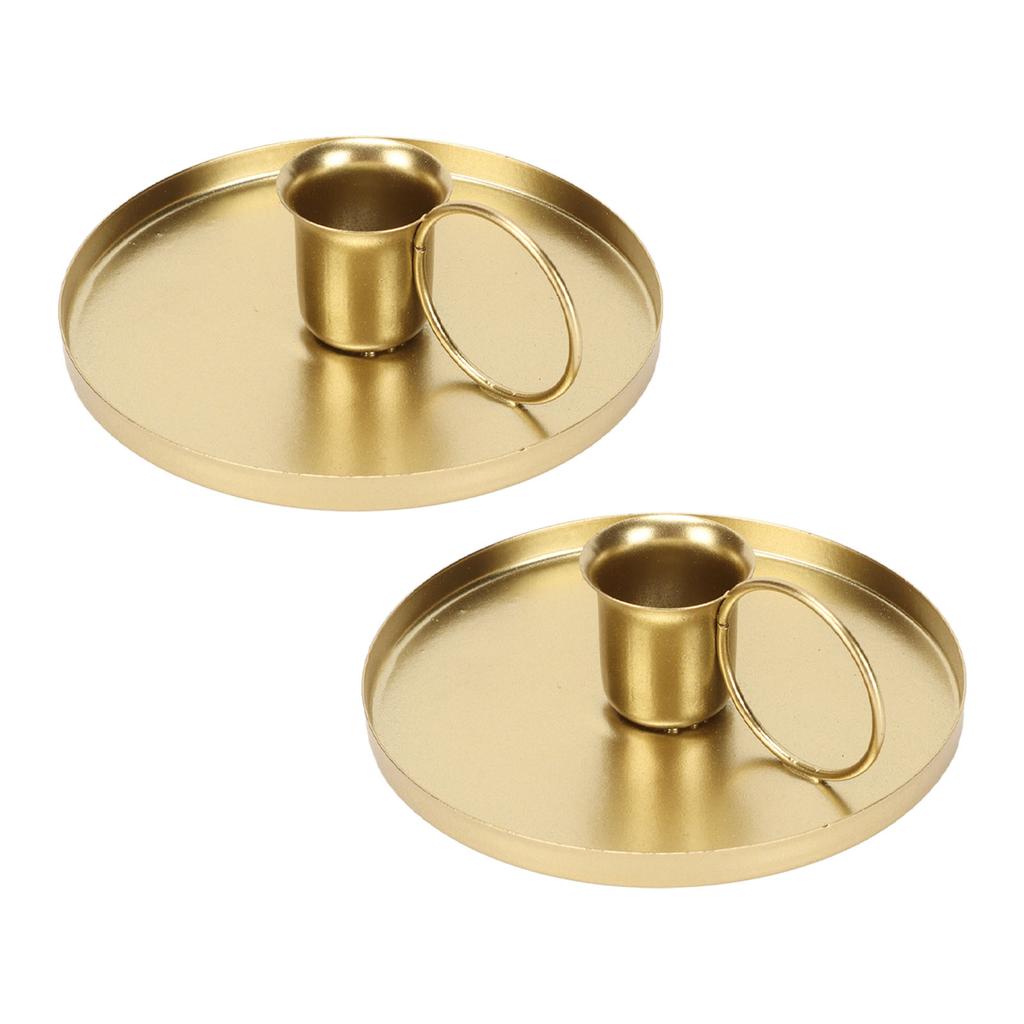 2 Stück Eisen Kerzenhalter Metall Zuhause Golden Schlicht Retro Elegant Tischplatte Aromatherapie Kerzenständer
