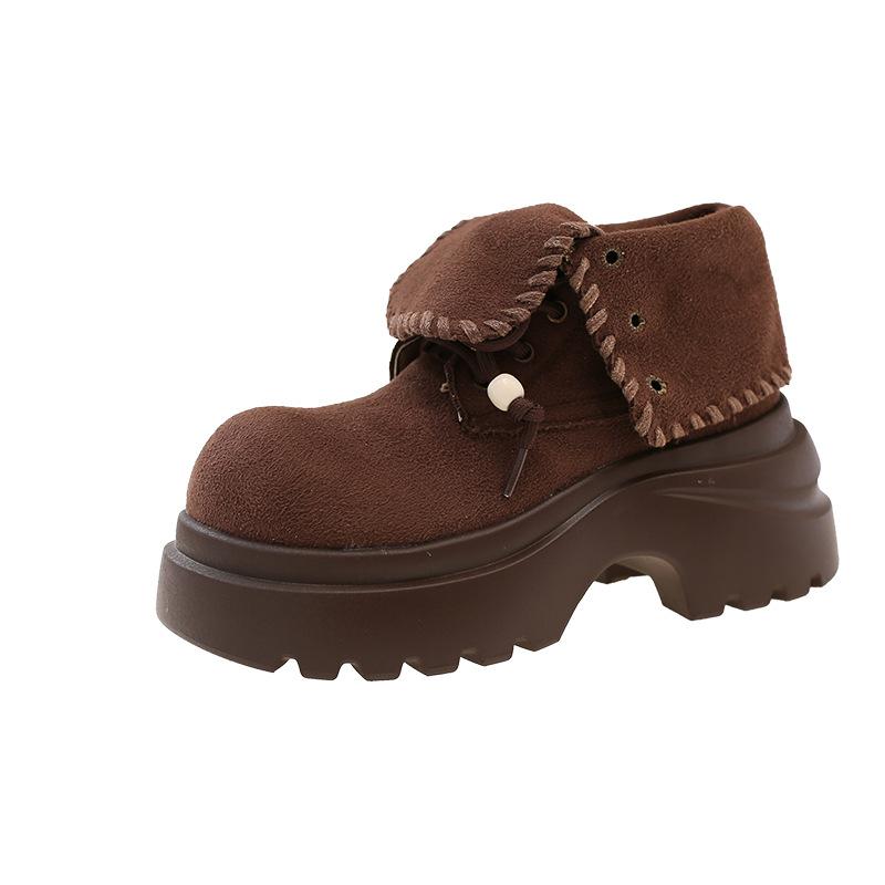 Flip soft-soled Martin boots women's 2025 autumn new fashionable versatile thick-soled muffin color matching lace-up casual short boots