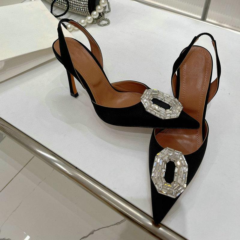 Fashion 2025 Women Pumps Rhinestone High heels Woman Party High-Heeled Rhinestone Buckle Stiletto Silver Women's Daily Sandals