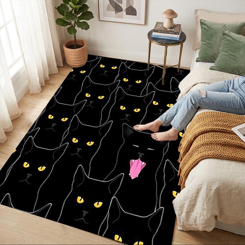 Black Cats Living Room Nonslip Area Rug Soft Carpet For Bedroom Game Playroom Sofa Office Home Decor Doormat Christmas Gift C9302350