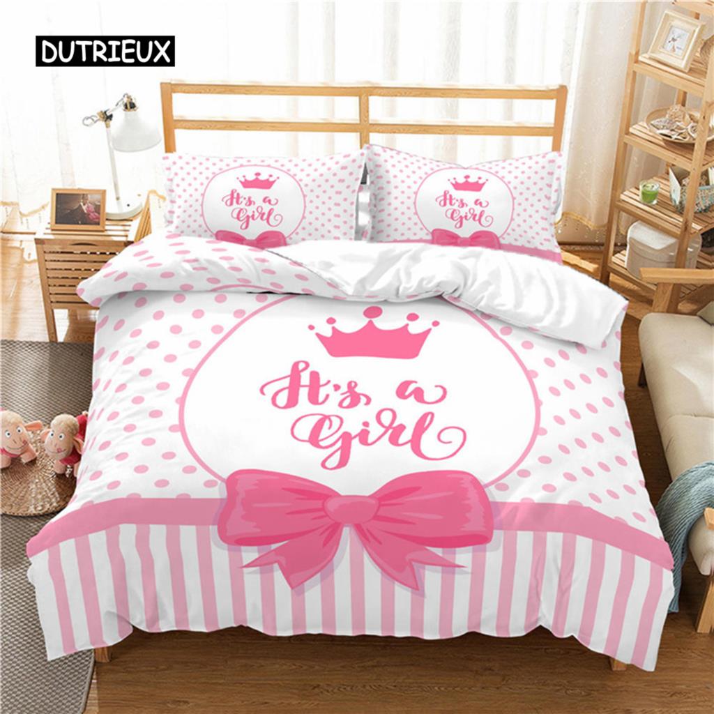 Luxuriöses 3D-Bettwäscheset Europa Queen King Double Bettbezugset Bettwäsche Bequeme Decke/Bettdeckenbezug Bettwäscheset Schleife Rosa