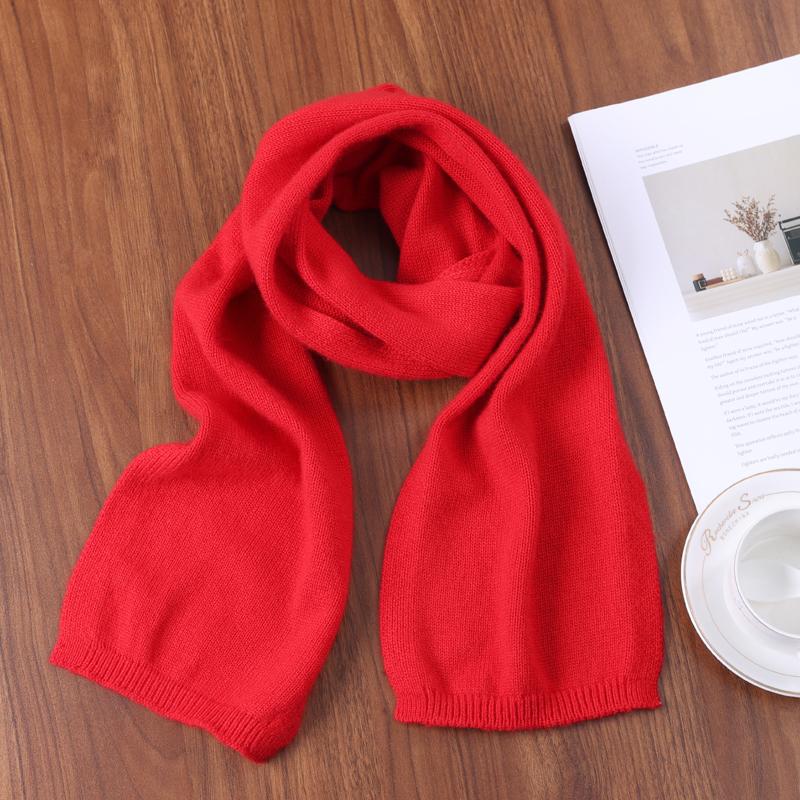 100% Pure Wool Solid Color Knitt Scarf Winter Women'Sthermal Neck Wrap Casual Thick Neckerchief Wraps Soft Warm Dressing Up