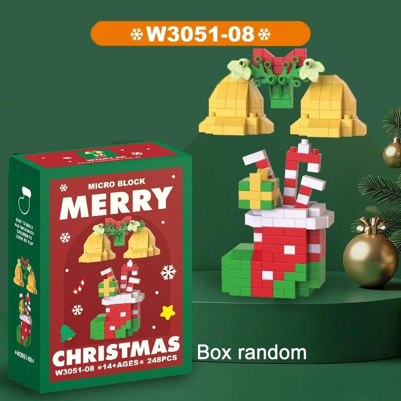 Christmas Gifts Micro Building Block Series Santa Claus Reindeer Puzzle Assembling Bricks Table Decoration Toys Kids