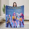 Warm Soft Blankets KPop Demon Hunters Golden Music Throw Blanket  Flannel Bedspread For Living Room Street Trend Sofa Bed Cover