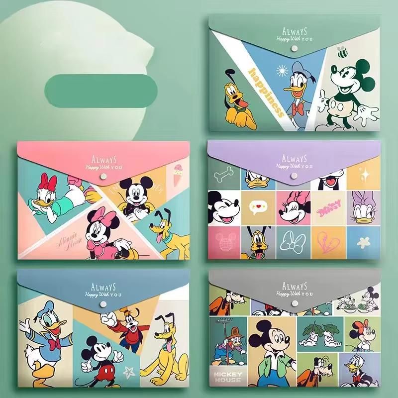 MINISO Cartoon Stitch File Pocket A4 Large Capacity Paper Storage File Bag School Supplies Office Supplies Kids Xmas Gifts