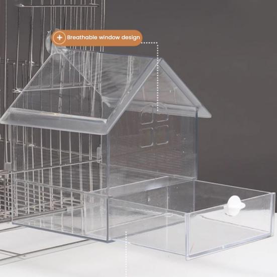 Parrot Bath 3 in 1 Hanging Birds Bath Transparent Parrot House Birdcage Bathing Box for Lovebirds Finches Parakeets
