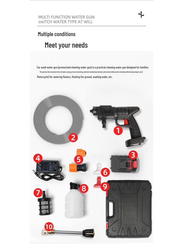 Tragbare Hochleistungs-Kabellose Auto-Wasch-Drucksprühpistole