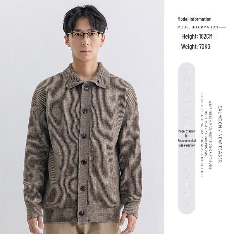 Yimeng Men's Winter High-End Long Sleeve Casual Knitted Sweater Jacket