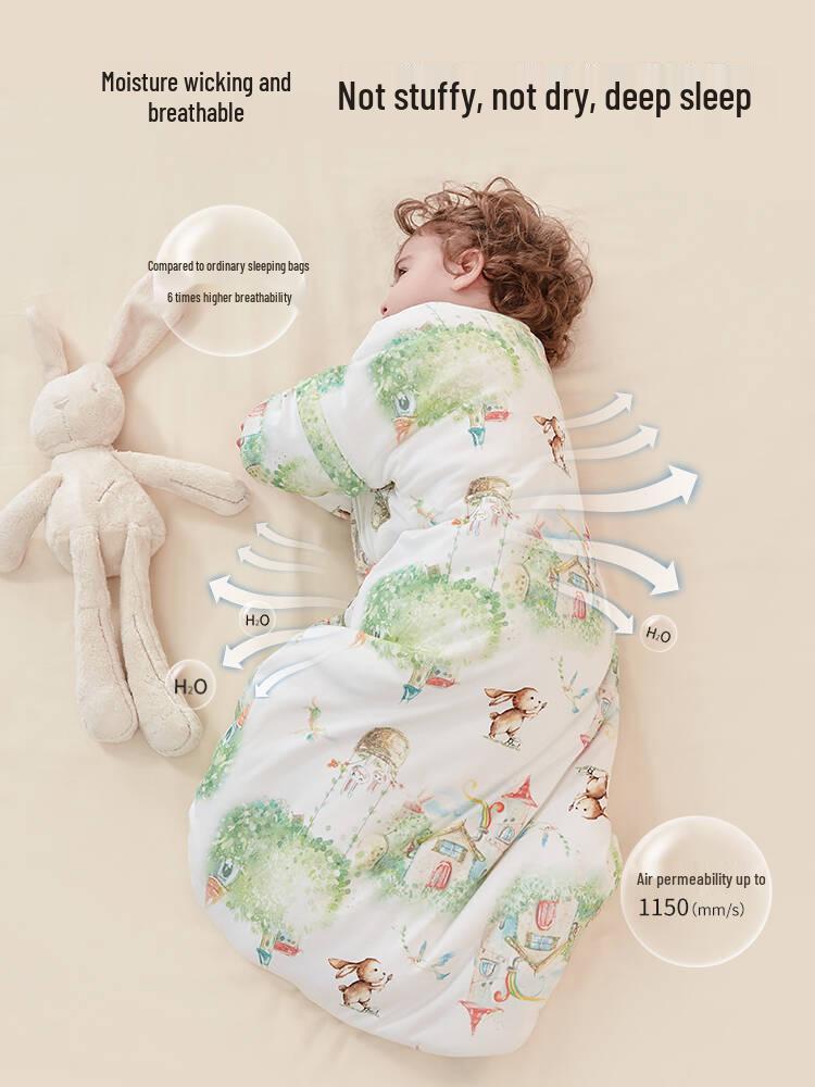 Beikoo Baby Sleep Bag: All-in-One Anti-Kick Quilt, Pure Cotton, Temperature Regulating, for Spring/Autumn/Winter, A-Class Pajamas.