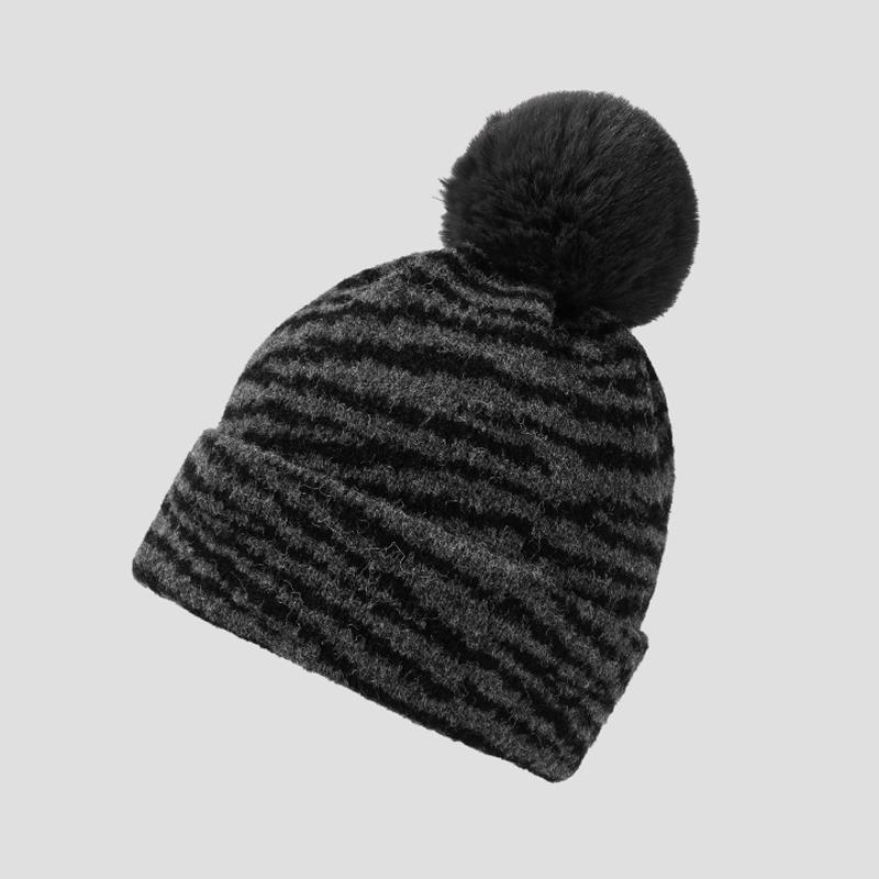 

Zebra Knitted Hat Warm Cap Women s Winter Outdoor Thick Ear Protection Wool Cap