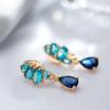New  Rose Gold Drop Earrings For Women'S Blue Natural Zircon Ethnic Bride Wedding Jewelry Vintage Party Accessories
