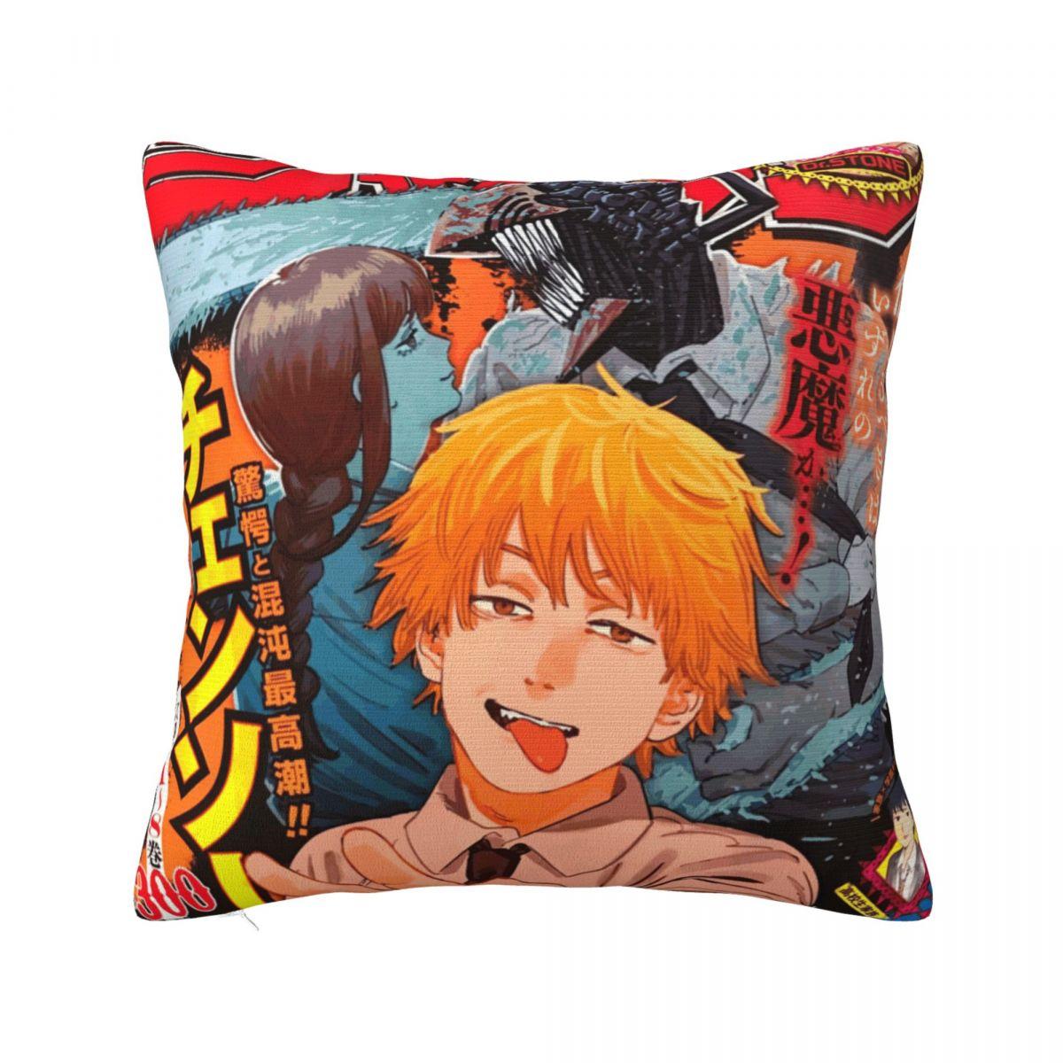

Chainsaw Man Denji Square Pillow Case Pochita Devil Makima Anime Cushion Cover Customized Zipper Decor Pillowcase for Seat 18 30cm x 30cm