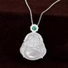 S925 Sterling Silver Maitreya Buddha Pendant Necklace - Laughing Buddha Collarbone Chain, Women's Versatile Chinese Style.