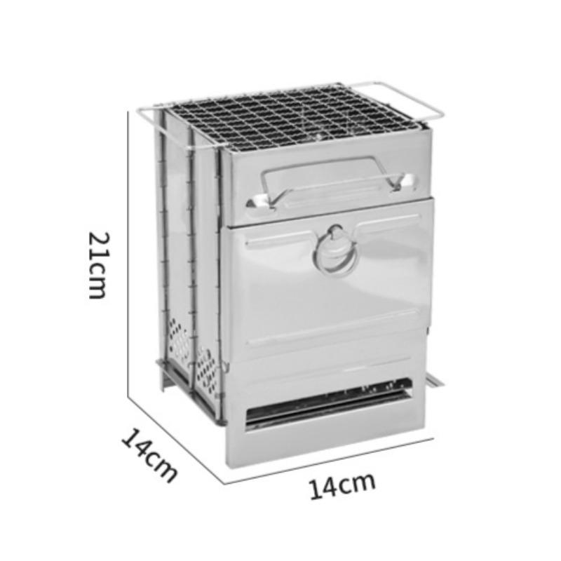 

Портативная мини-квадратная печь для барбекю, складная, из нержавеющей стали, для древесного угля, дров, для кемпинга на открытом воздухе, для барбекю, отопительная печь