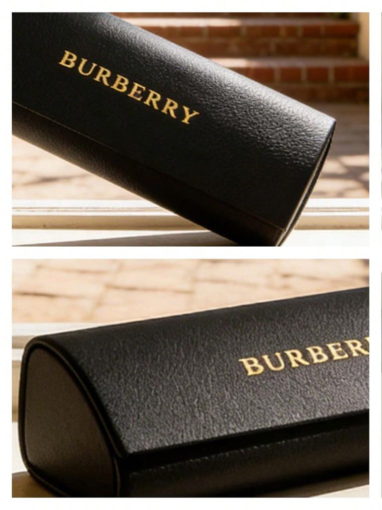 Burberry Black Leather Glasses Case Gold Logo Hard Shell Sunglasses Storage Box Portable Eyewear Protector Case For Women Men