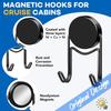 Silver Black Magnetic Hooks Cruis Heavy Duty Magnetic Hangers Extra Strong Magnets with Double Hook for Hanging Resistant Base
