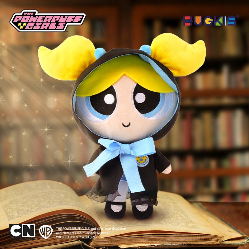 Official Powerpuff Girls Bubbles Plush Toy with Academy Outfit and Magic Robe - Cute Gift Doll Pendant