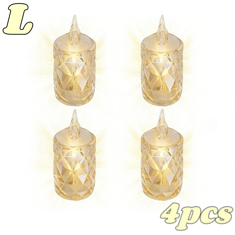 4/24pc Crystal Flameless LED Candles Plastic Battery TeaLight with Realistic Flame for Home Holiday Wedding Party Tabletop Decor