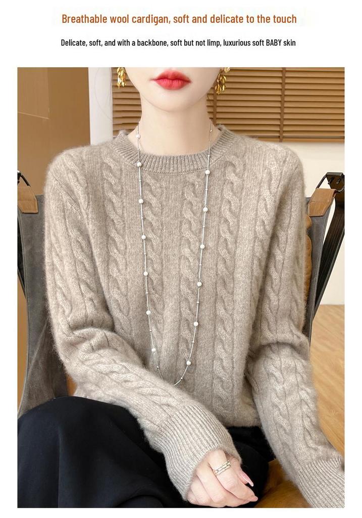 Fashionable Women's Pure Wool Loose Knit Sweater - Casual Autumn/Winter Outerwear