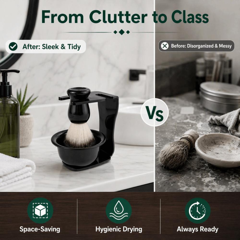3PCS Nylon Bristle Beard Shaving Tool 2-in-1 Design Shaving Brush Stand New Shaving Brush Set Home
