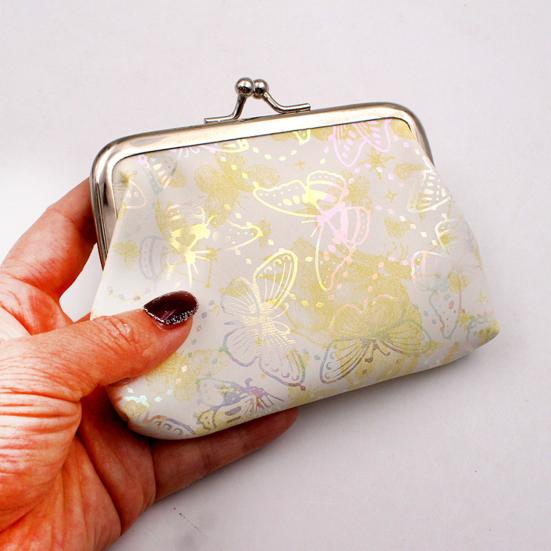 Butterfly Print Coin Purse, Women Small Change Purse, Gradient Butterfly Kiss Lock Closure Pouch for Coins Cards Cash