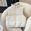 Double-sided wear contrasting color collar down cotton vest women's short loose sleeveless vest autumn and winter casual warm outer coat