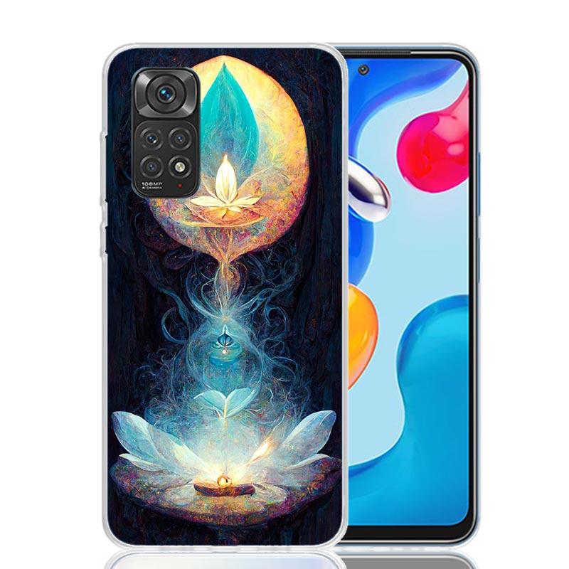 Buddhist Fire Lotus Phone Case For Xiaomi Redmi Note 13 14 15 Pro Plus 12S 12 14S 11S 11E 10 10S 11 11T 5G 4G Cover Coque Redmi
