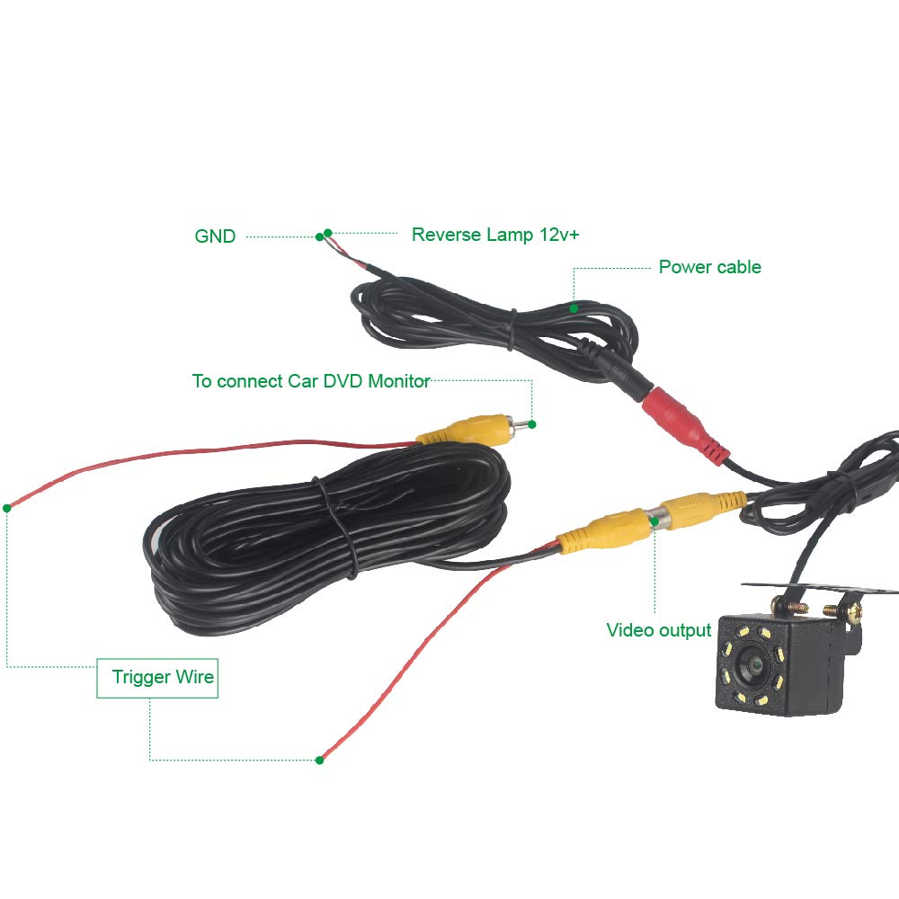 Yaoote Car Rearview Mirror Camera Universal Backup Parking Camera 8 LED Night Visible Waterproof 170 Wide Angle HD Color Picture