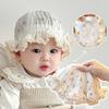 Lace Ruffle Baby Girls Bucket Hat Cute Flower Print Fisherman Cap for For Toddler Princess Cotton Sun Hats