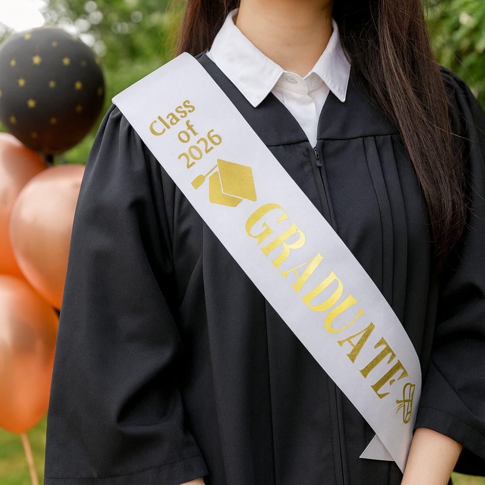 Black White Graduation Sash Belts Class of 2026 Bachelor Sash Congratulations Straps  Photo Props