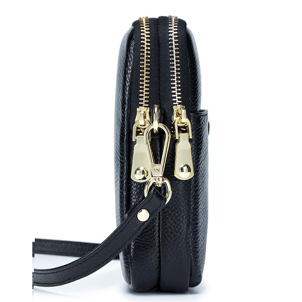 Woman Bag Genuine Leather Double Zipper Shoulder Bag Cowhide Mobile Phone Bag Fashion Women's Small Crossbody Bag