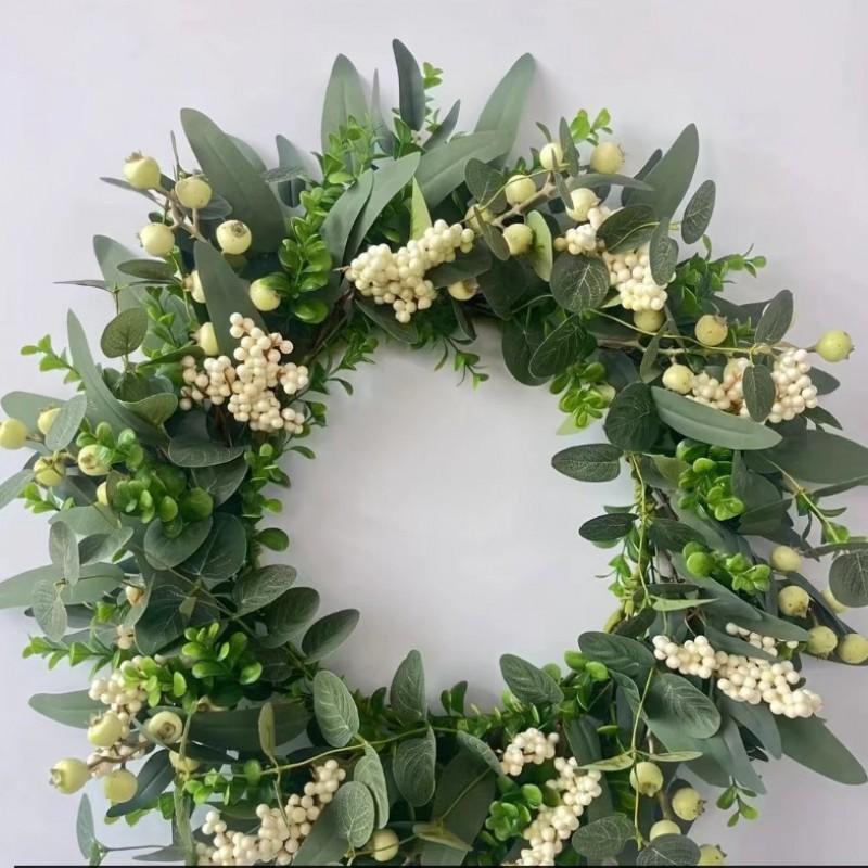 Christmas Olive Branch Wreath Door Hanging Decor Plastic Garland Holiday Home Party
