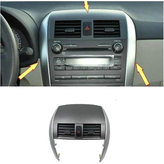 1Set Automobile Center Dash A/C Outlet Compatible For Corolla 08-13 Air Vent Panel Dashboard Trim Cover Strip 55670-02160