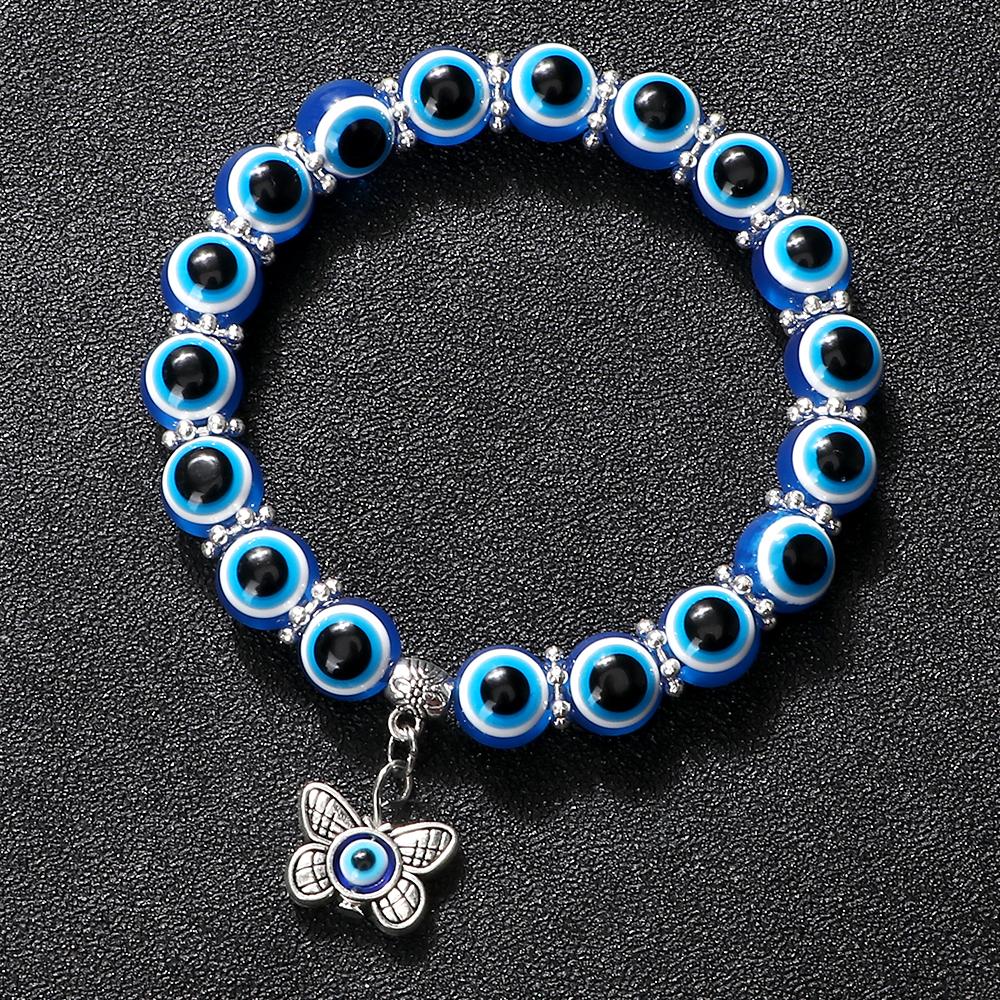 Bohemian evil eye bracelet, for men and women, negative energy beaded bracelet, elastic cord bracelet, handmade lucky jewelry