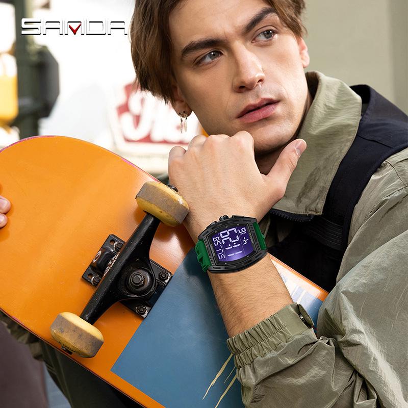 Sanda Men's Sports Watch - Luminous, 50M Waterproof, Electronic, Countdown Timer, Alarm, Calendar, Multifunction.
