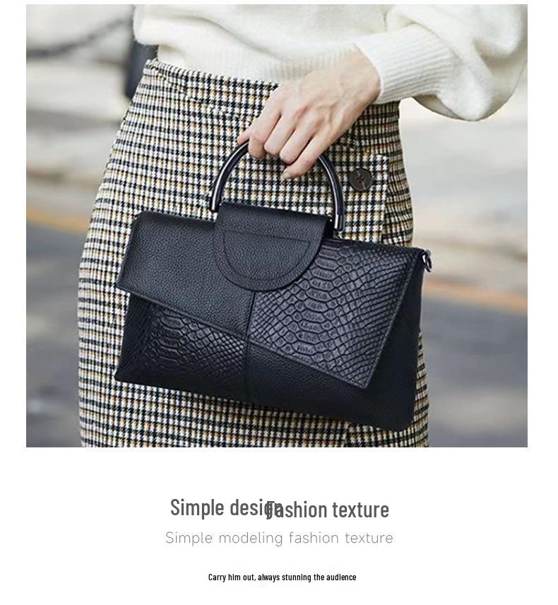 Bolso de Mano Retro de Piel de Cocodrilo Nueva Tendencia: Bolso de mano de moda de gran capacidad para damas