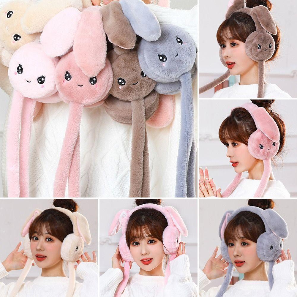 Caps Moving Rabbit Earmuffs Ears Protection Ear Warmers Winter Plush Ear Muffs