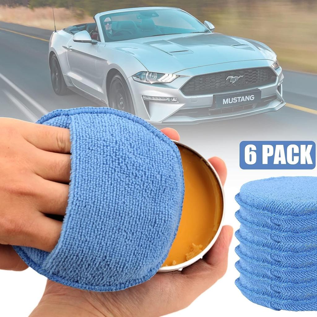 Microfiber Wax Applicator Pads, Car Wax Applicator With Finger Pocket, Buffing & Detail Polishing Foam Pads For Car Cleaning And Fine Polishing (5
